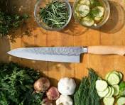 Japanese-Style Hammered Damascus Steel Gyuto Chef's Knife with Ergonomic Hardwood Handle